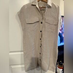 Madewell Beige Button-Up Midi Dress